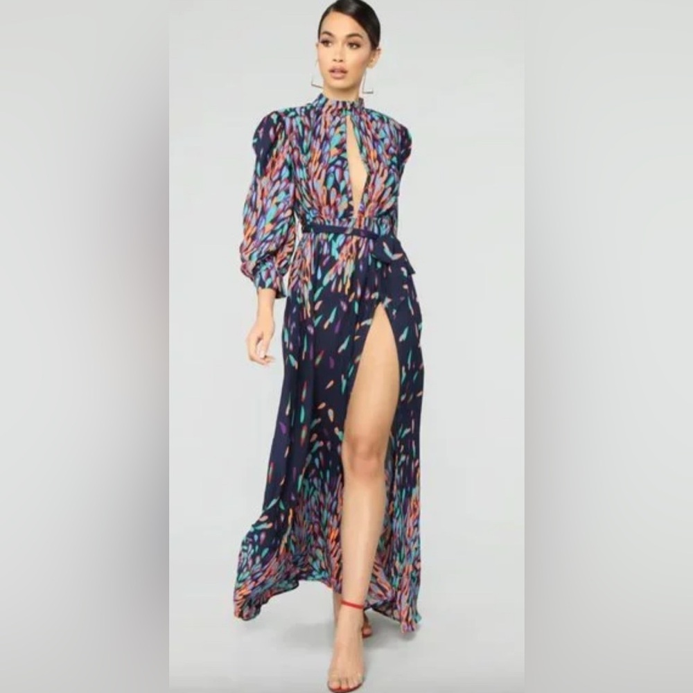 Fashion Nova Womens ~ Size S .~ was Wings of a Feather Maxi Dress